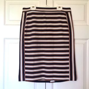 Banana Republic Peach White and Navy Striped Skirt